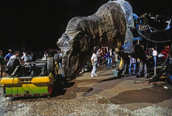 The T-Rex animatronic endured countless issues with the rain on set, and would continually malfunction.